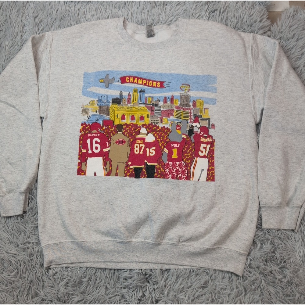 Kansas City Chiefs Sweatshirt Mens L Gray Welcome To the Kingdom Throwback NFL